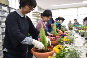 寄せ植え教室を開催しました（ＪＡ庄内みどり女性部遊佐支部）