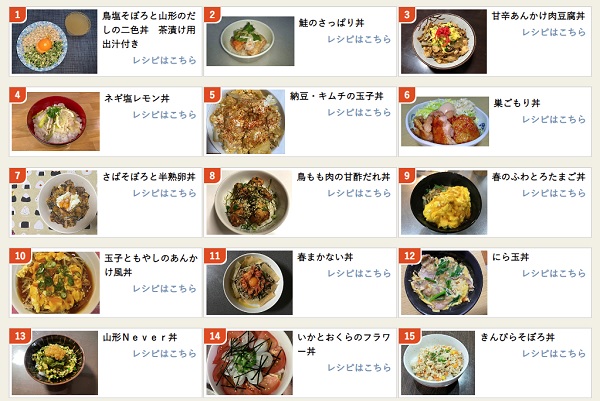 雪若丸どんぶりレシピコンテスト　一般投票　集計結果